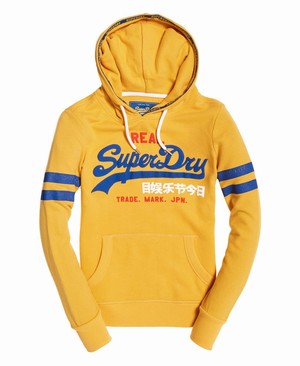 Superdry Vintage Logo Classic Retro Női Kapucnis Pulóver Sárga | WQLIU9731